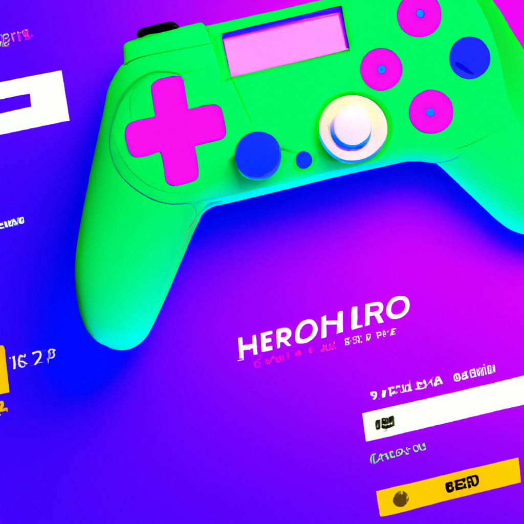 PulseArcade hero: neon controller over abstract arena